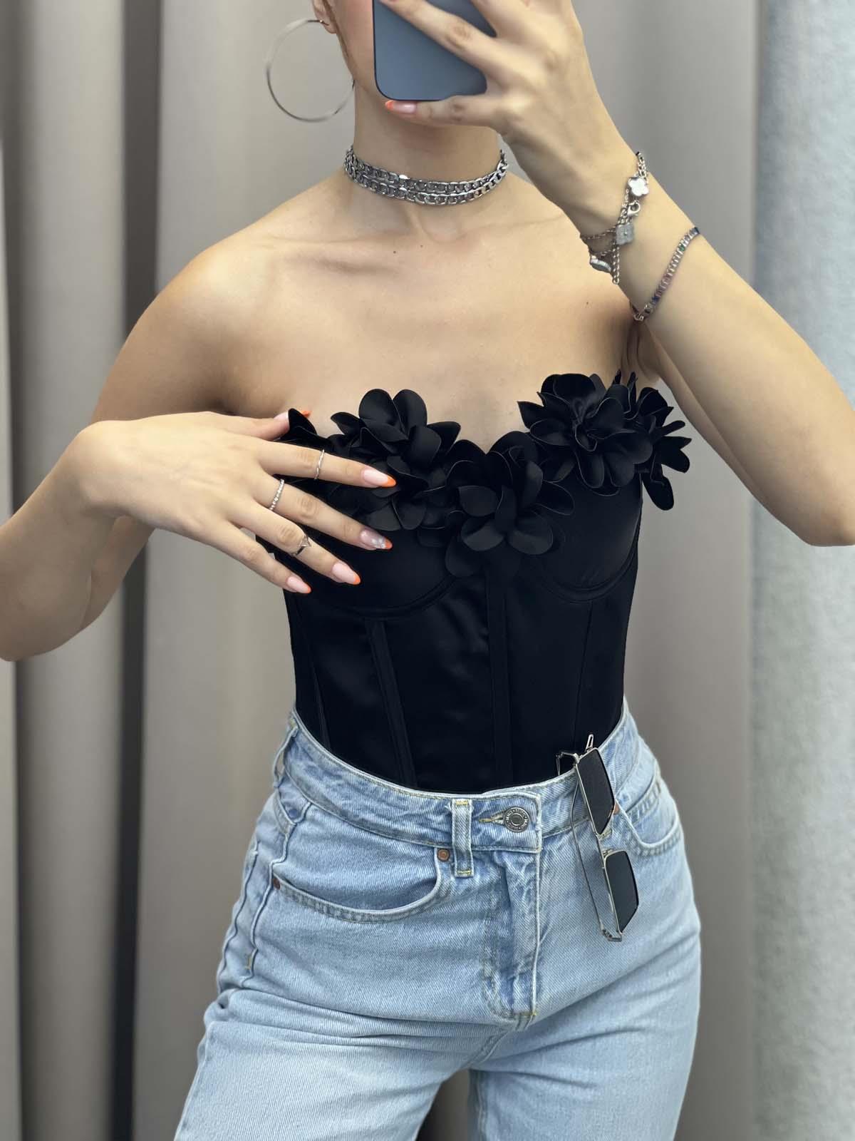 Medusa Siyah Korse Bustiyer