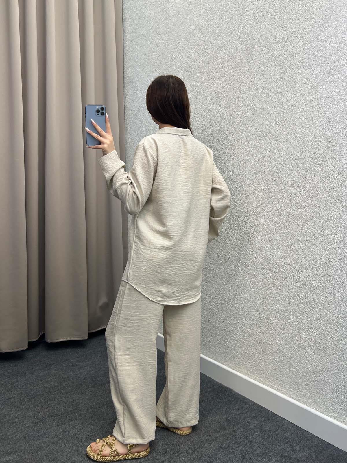 Milano Bej Bağlamalı Kimona Takım