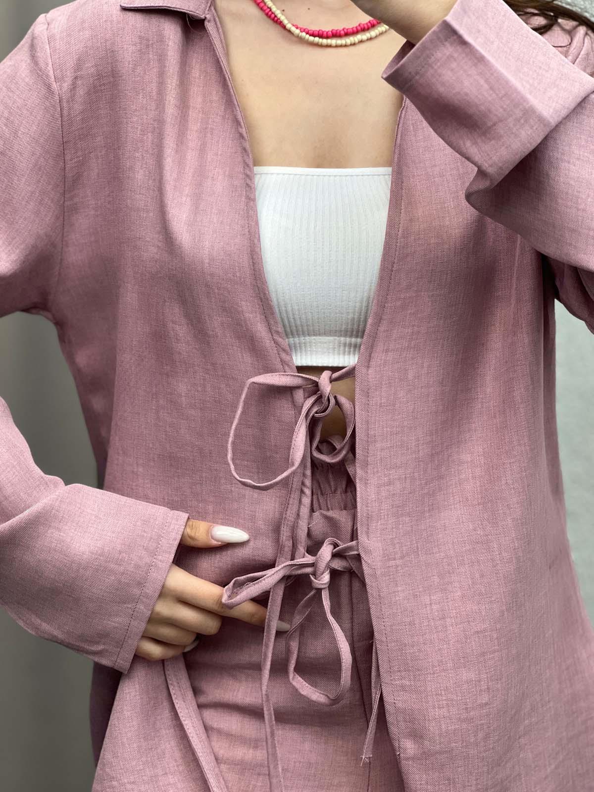 Milano Lila Bağlamalı Kimona Takım