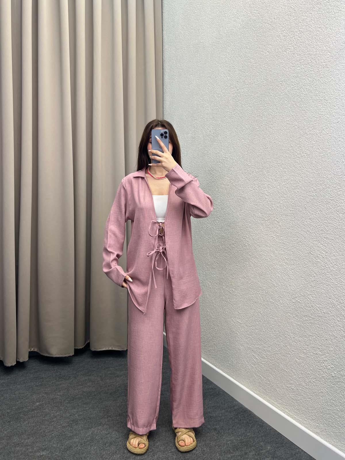 Milano Lila Bağlamalı Kimona Takım