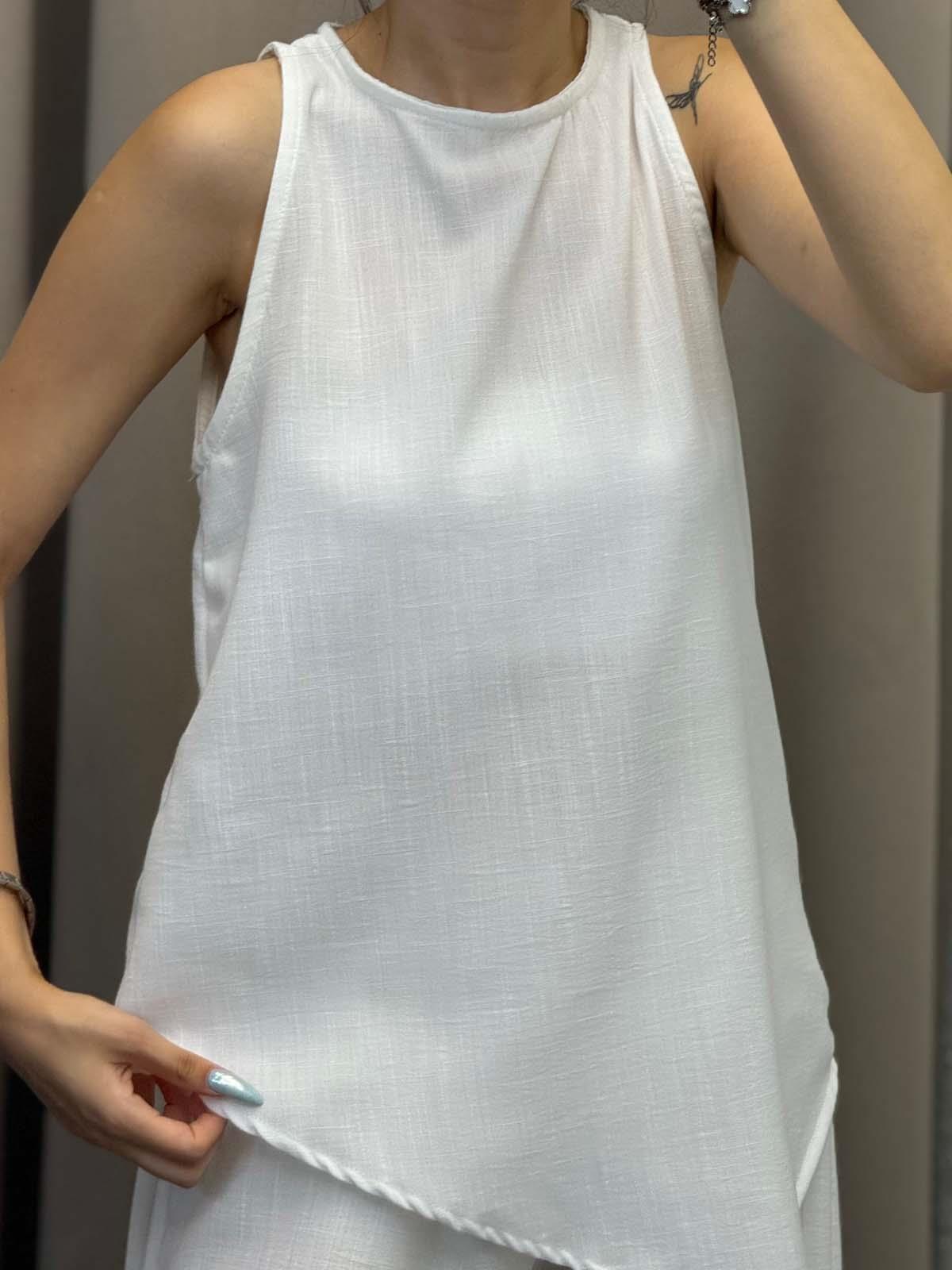 Monica Beyaz Keten Takım