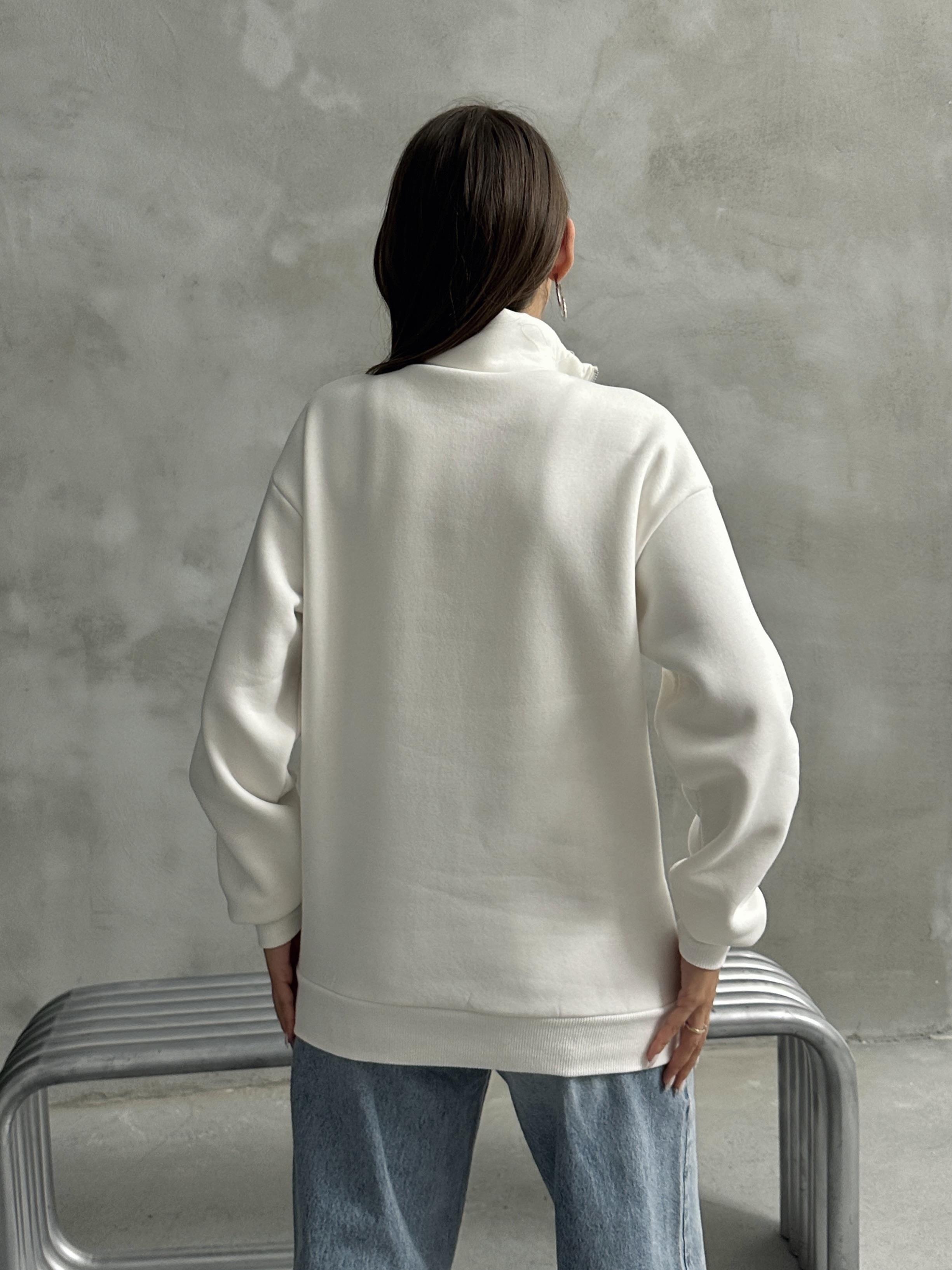 NYC NAKIŞ İŞLEMELİ SWEATSHIRT BEYAZ