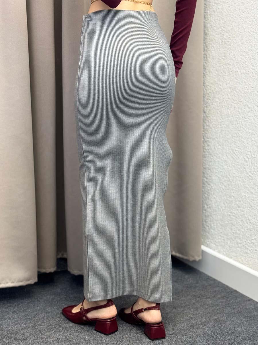 Olaha Yırmaçlı Gri Basic Etek