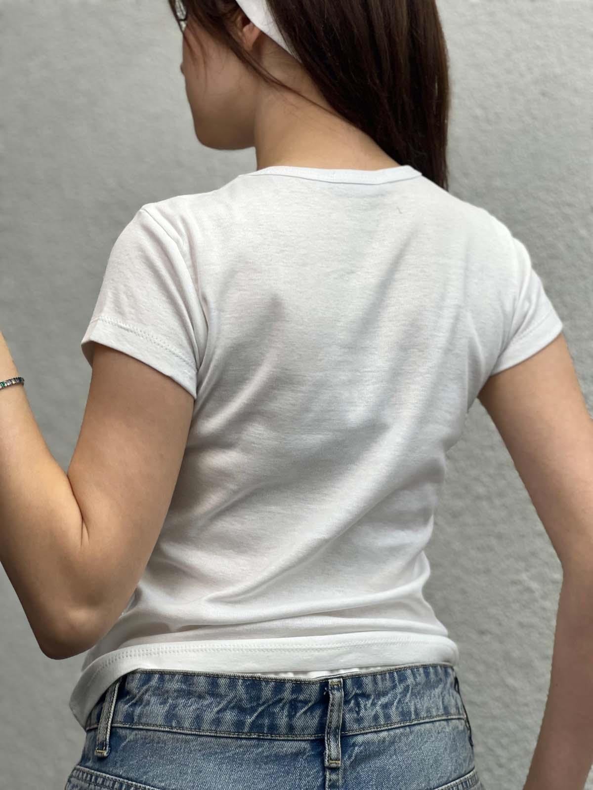 Pink Ribbon Beyaz Oversize Tshirt