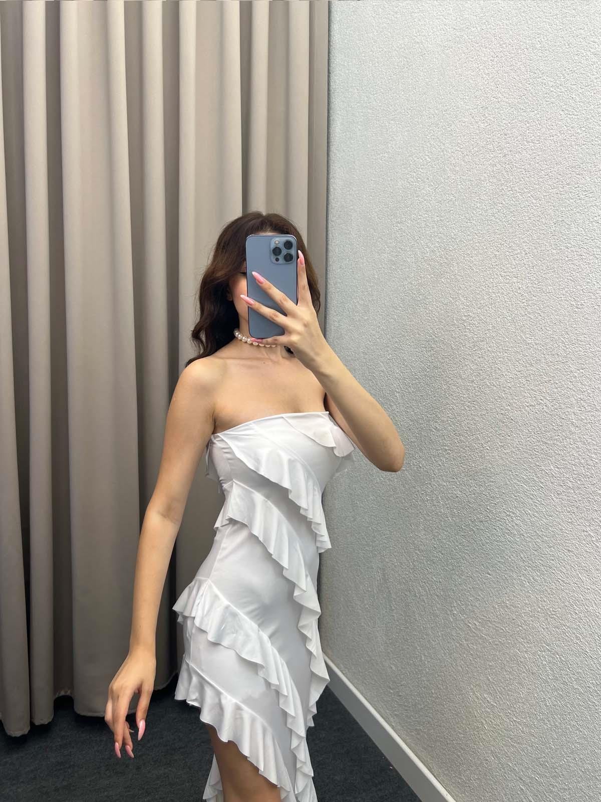 Pontos Sandy Beyaz Elbise