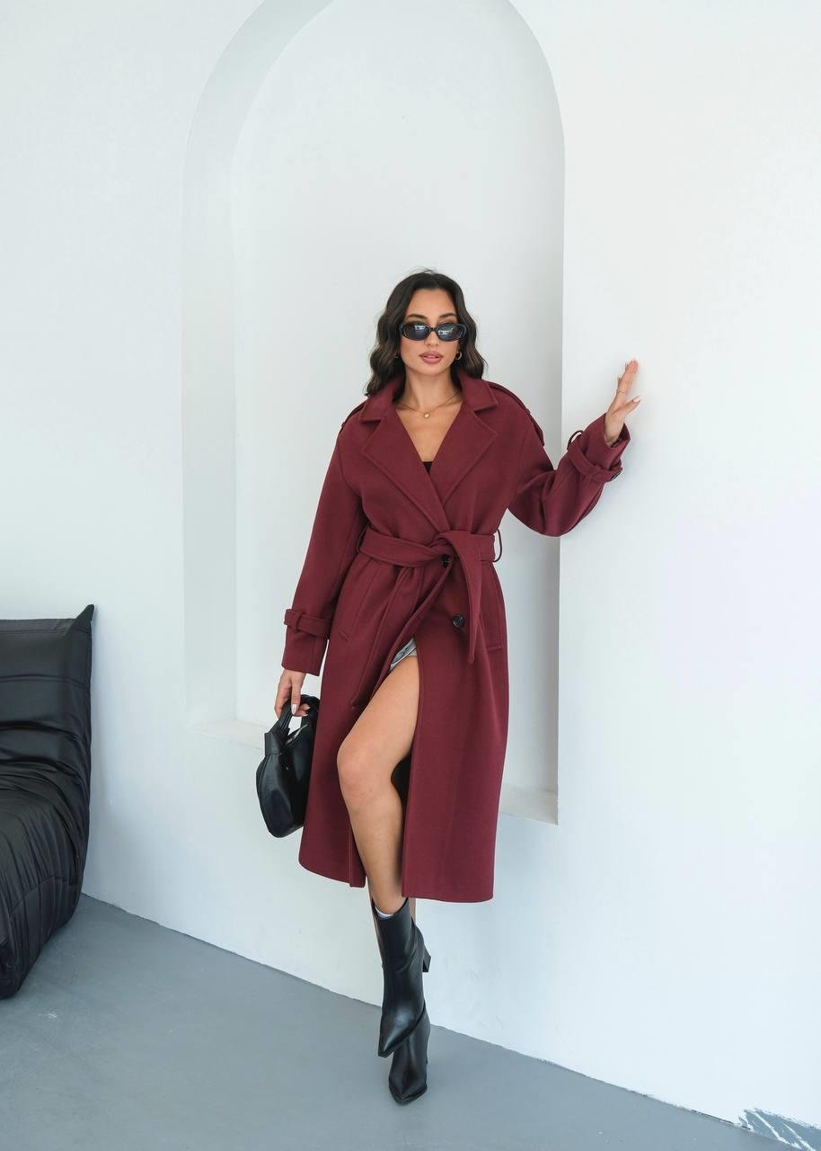 premıum kalite kaşe kaban bordo