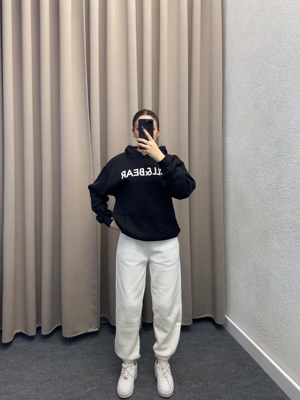 Pull Bear Siyah Kapşonlu Sweatshirt