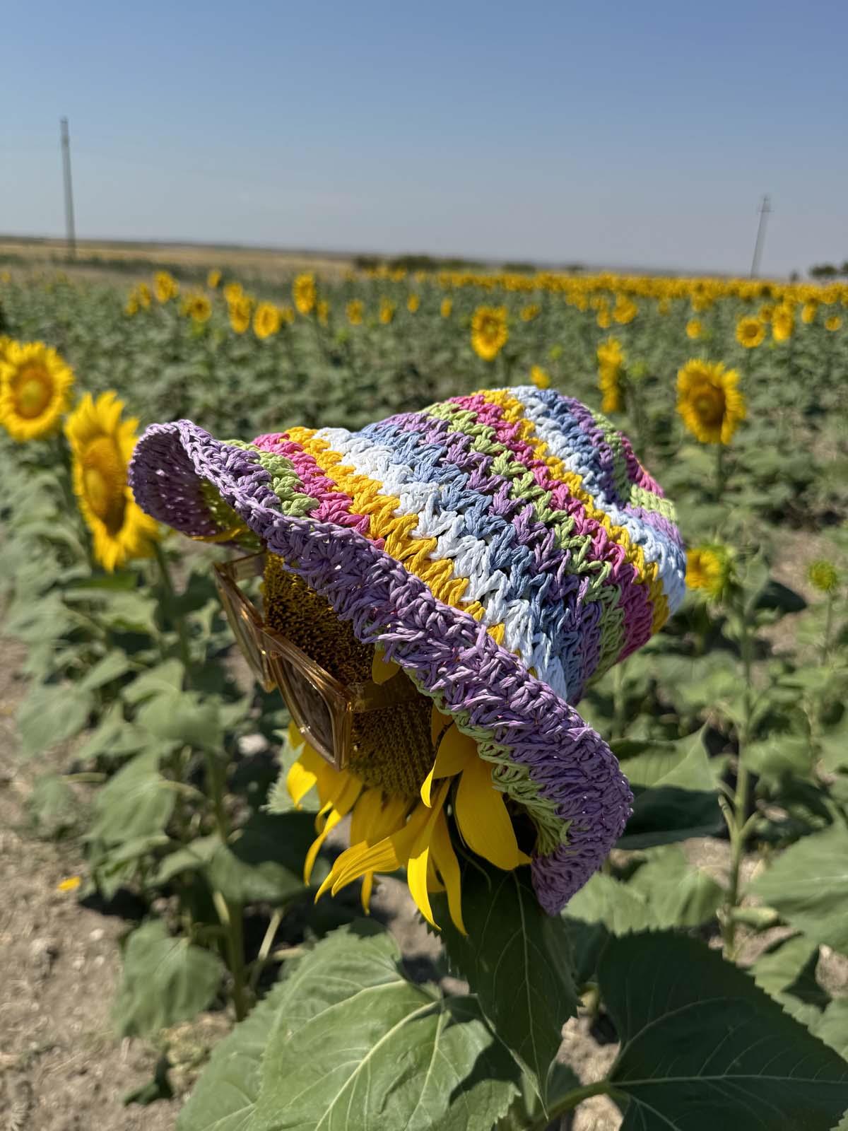 Rainbow Mor Hasır Şapka