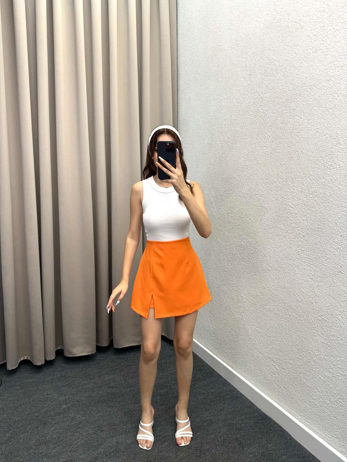 Rainbow Turuncu Yırmaçlı Şort Etek