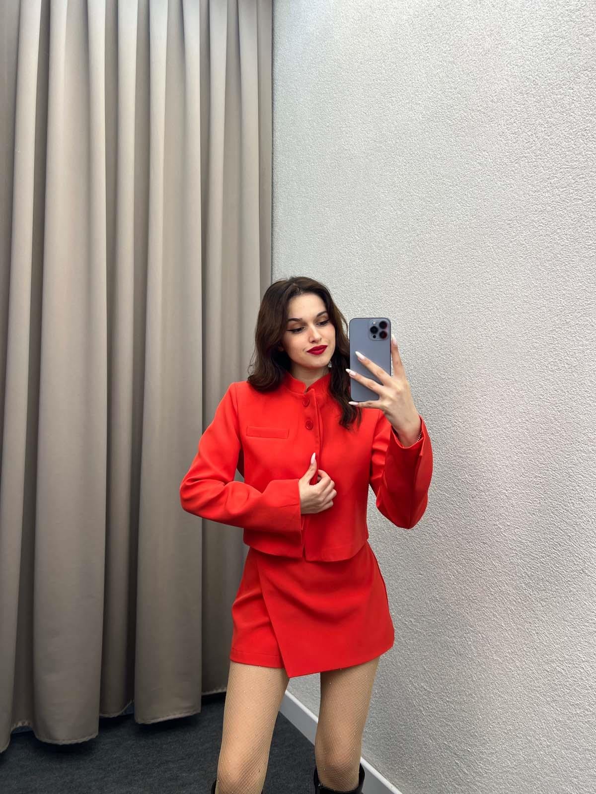 Sara Kırmızı Cropped Takım