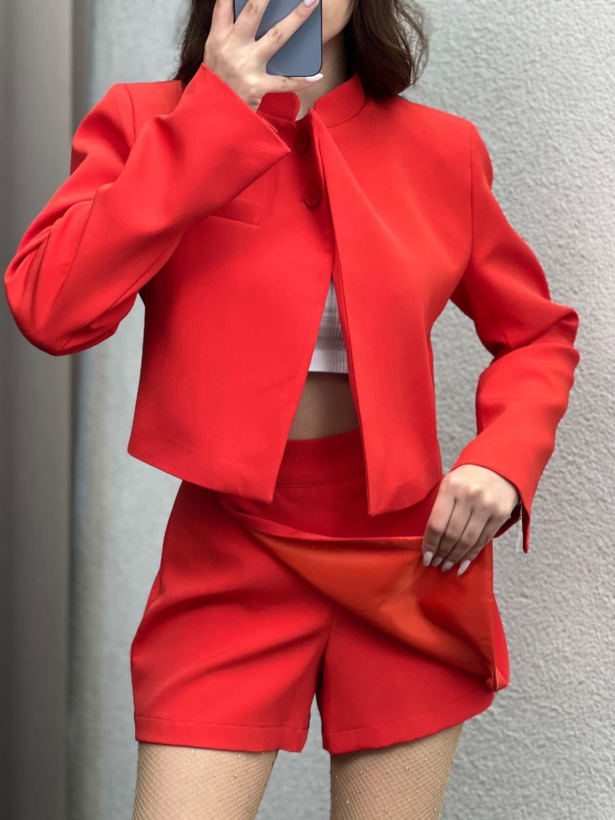 Sara Kırmızı Cropped Takım