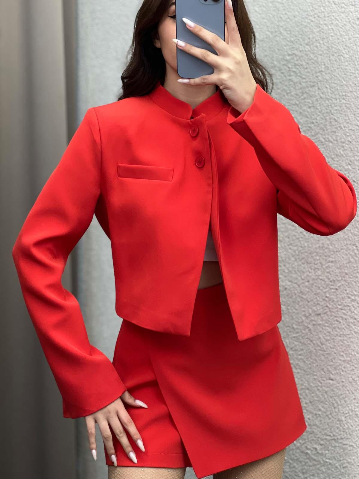 Sara Kırmızı Cropped Takım