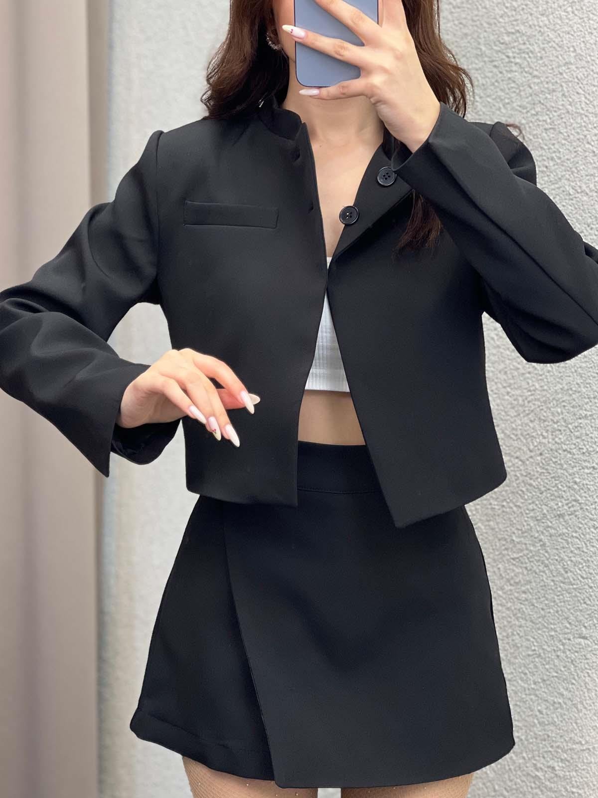 Sara Siyah Cropped Takım