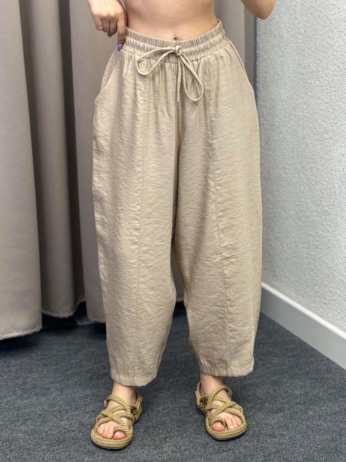 Sekiz Parça Modal Bej Gabardin Pantolon