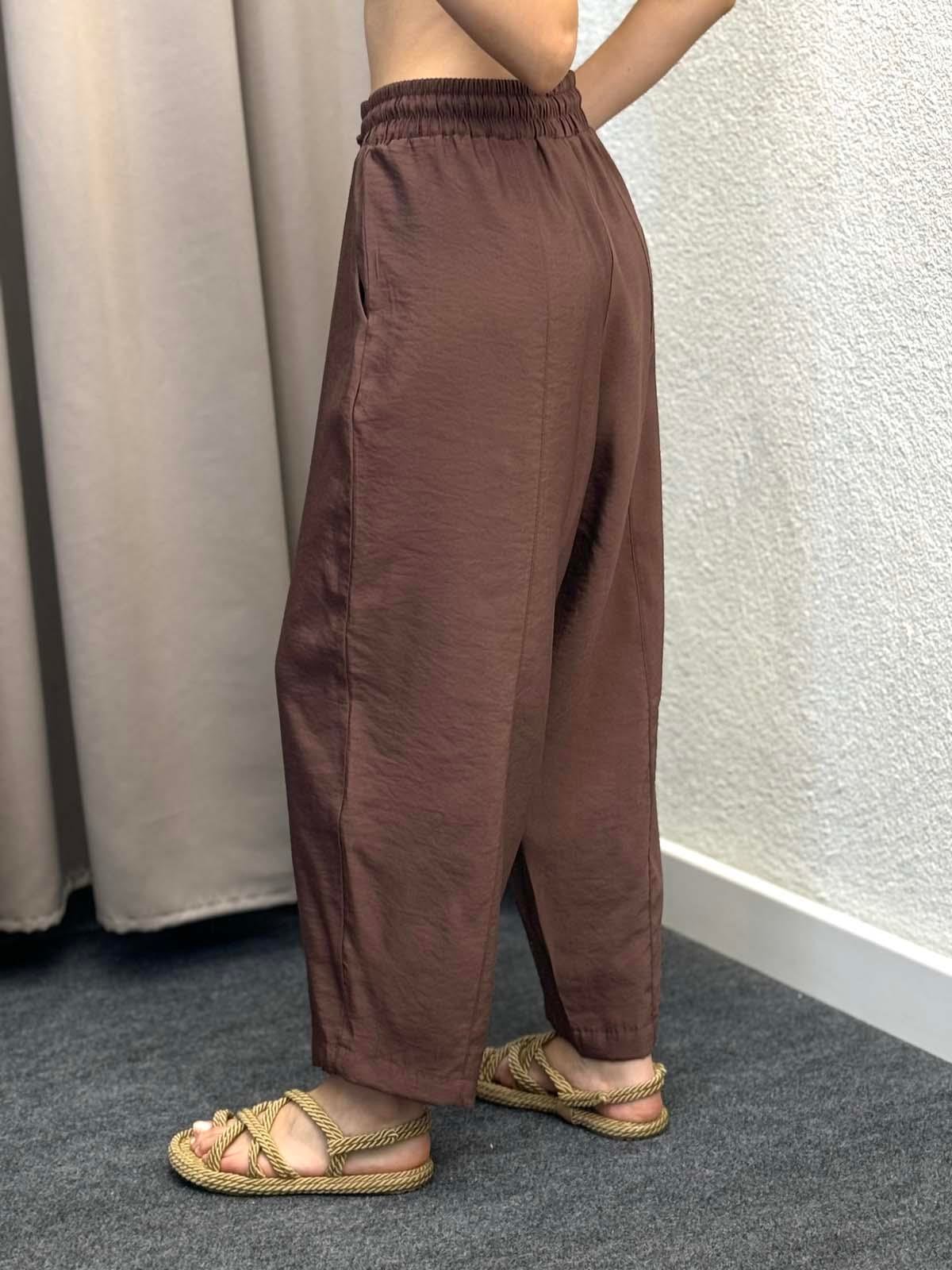 Sekiz Parça Modal Kahve Gabardin Pantolon