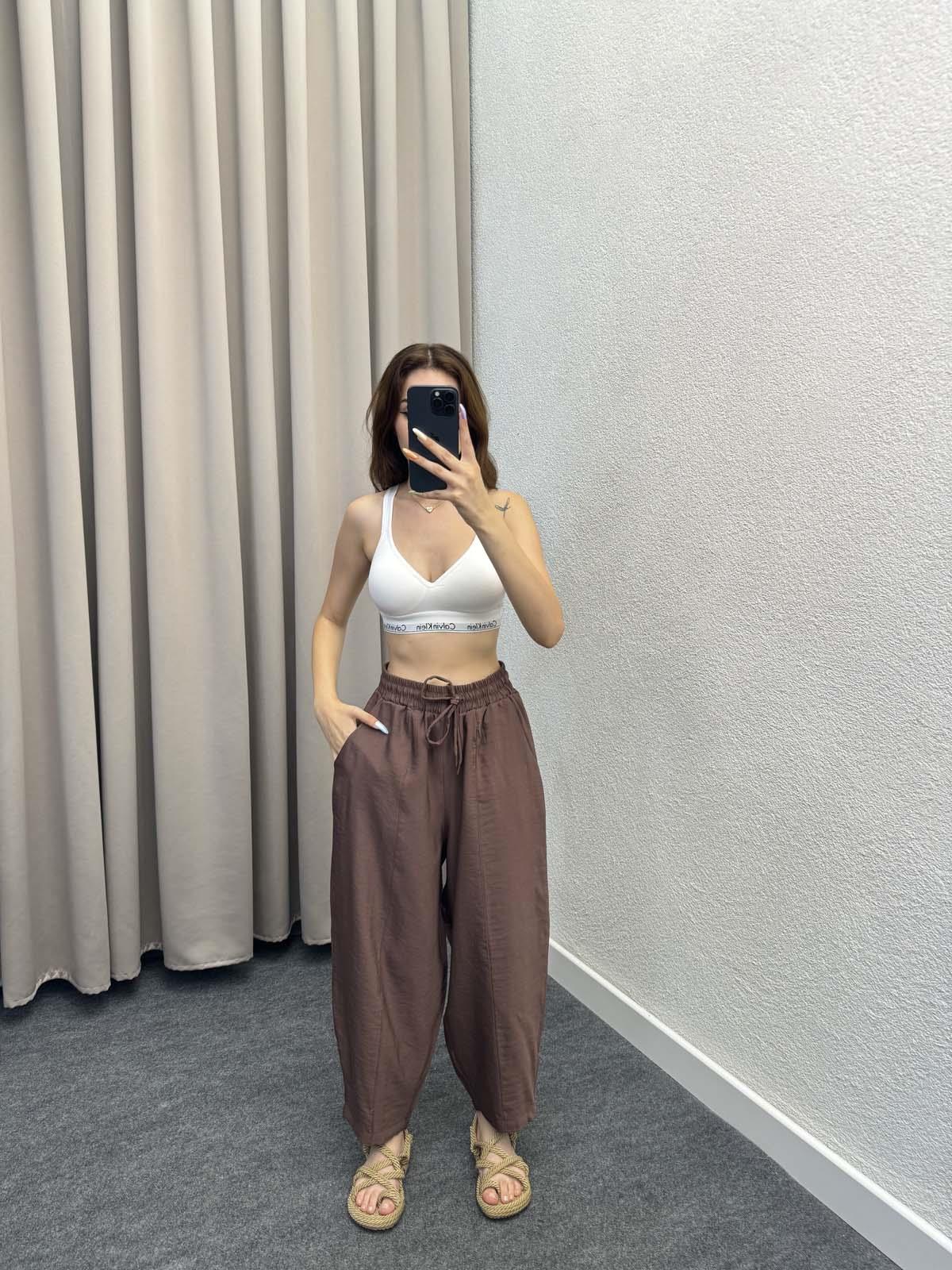 Sekiz Parça Modal Kahve Gabardin Pantolon