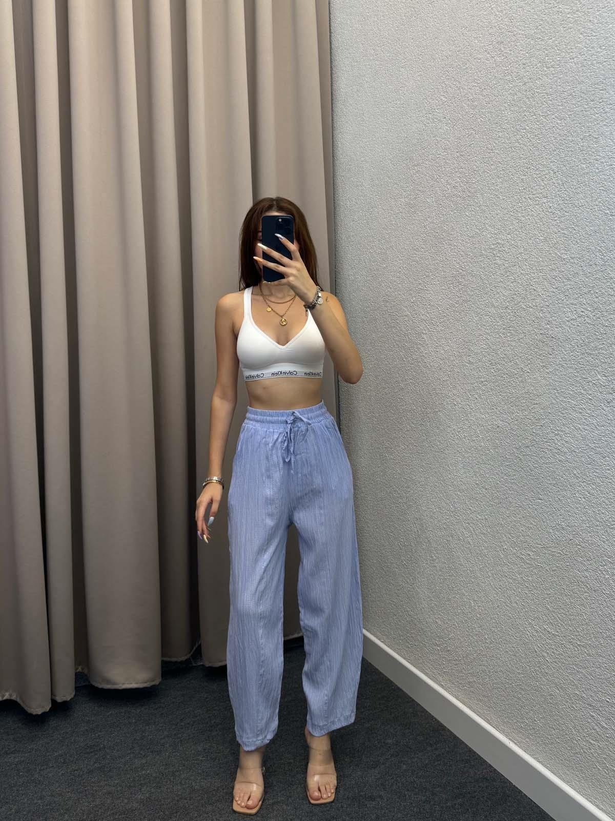 Sucks Gofre Bebe Mavi Bağlamalı Pantolon