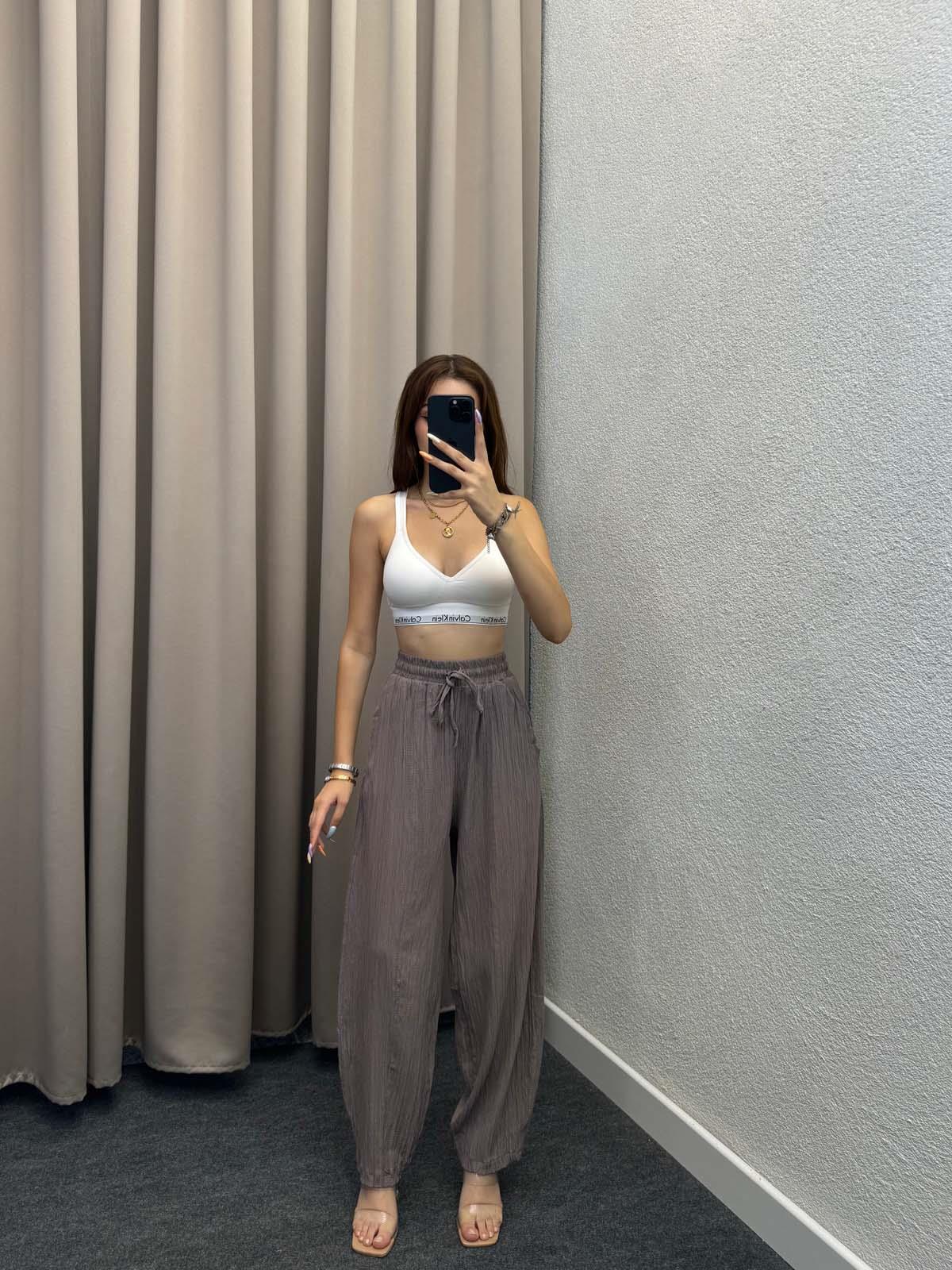 Sucks Gofre Mürdüm Bağlamalı Pantolon