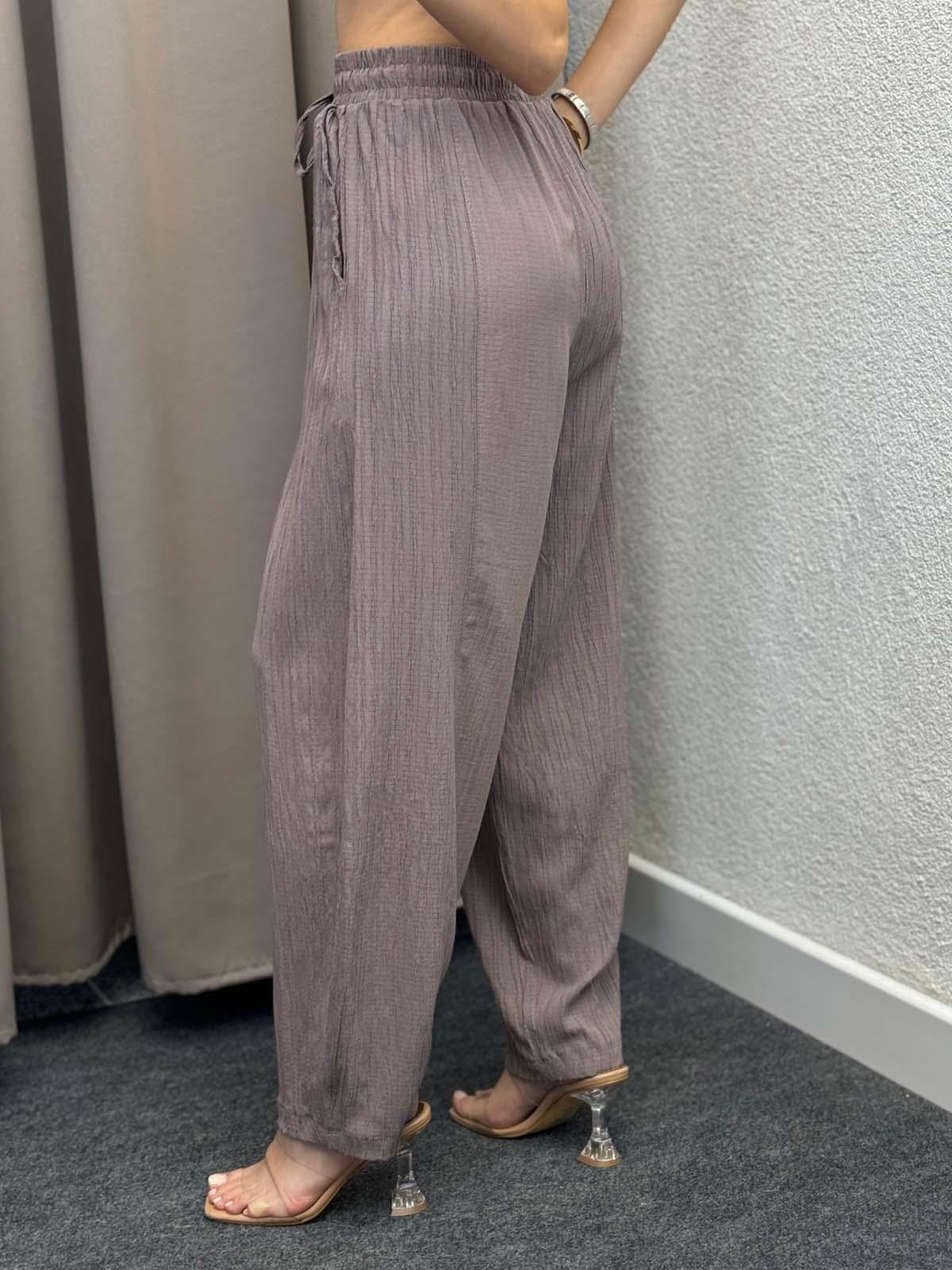 Sucks Gofre Mürdüm Bağlamalı Pantolon