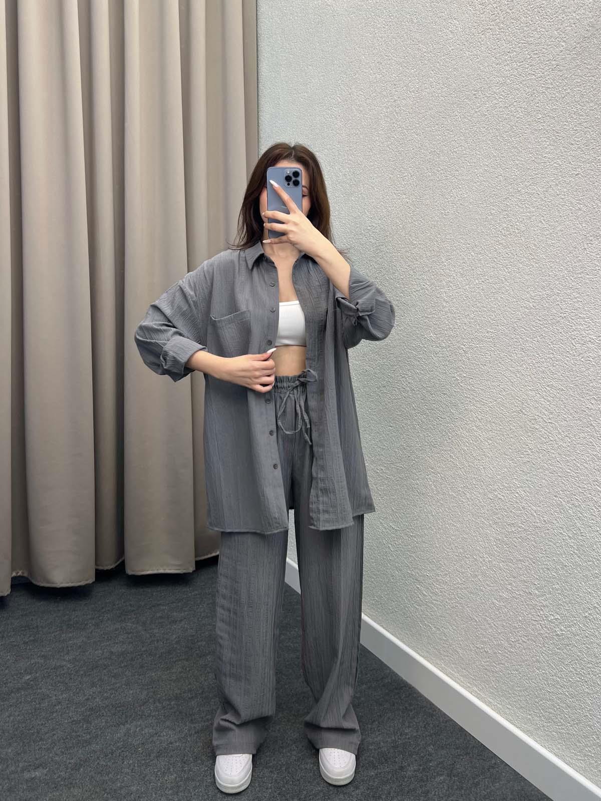 Sulky Keten Gri Gömlekli Takım