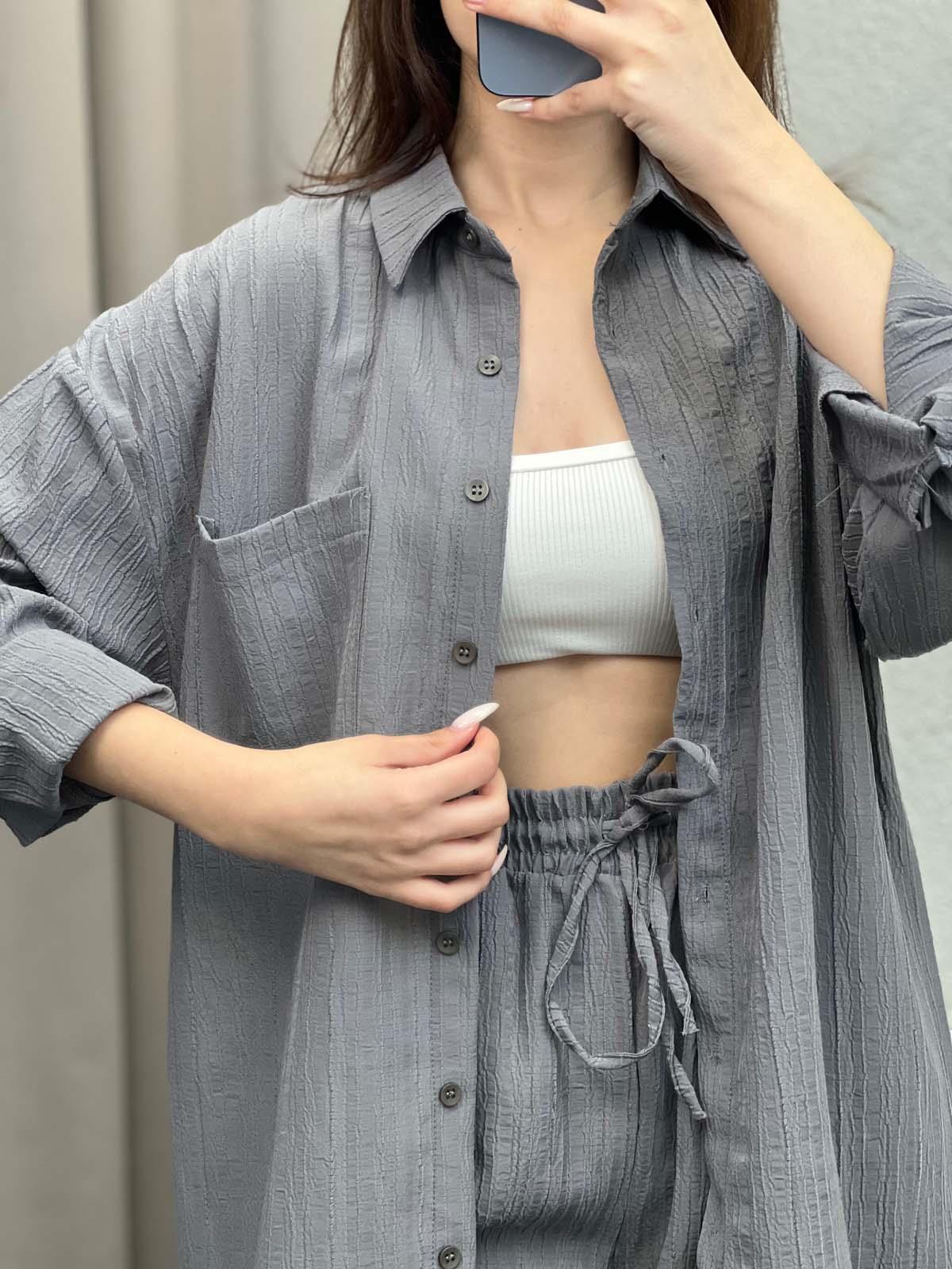 Sulky Keten Gri Gömlekli Takım