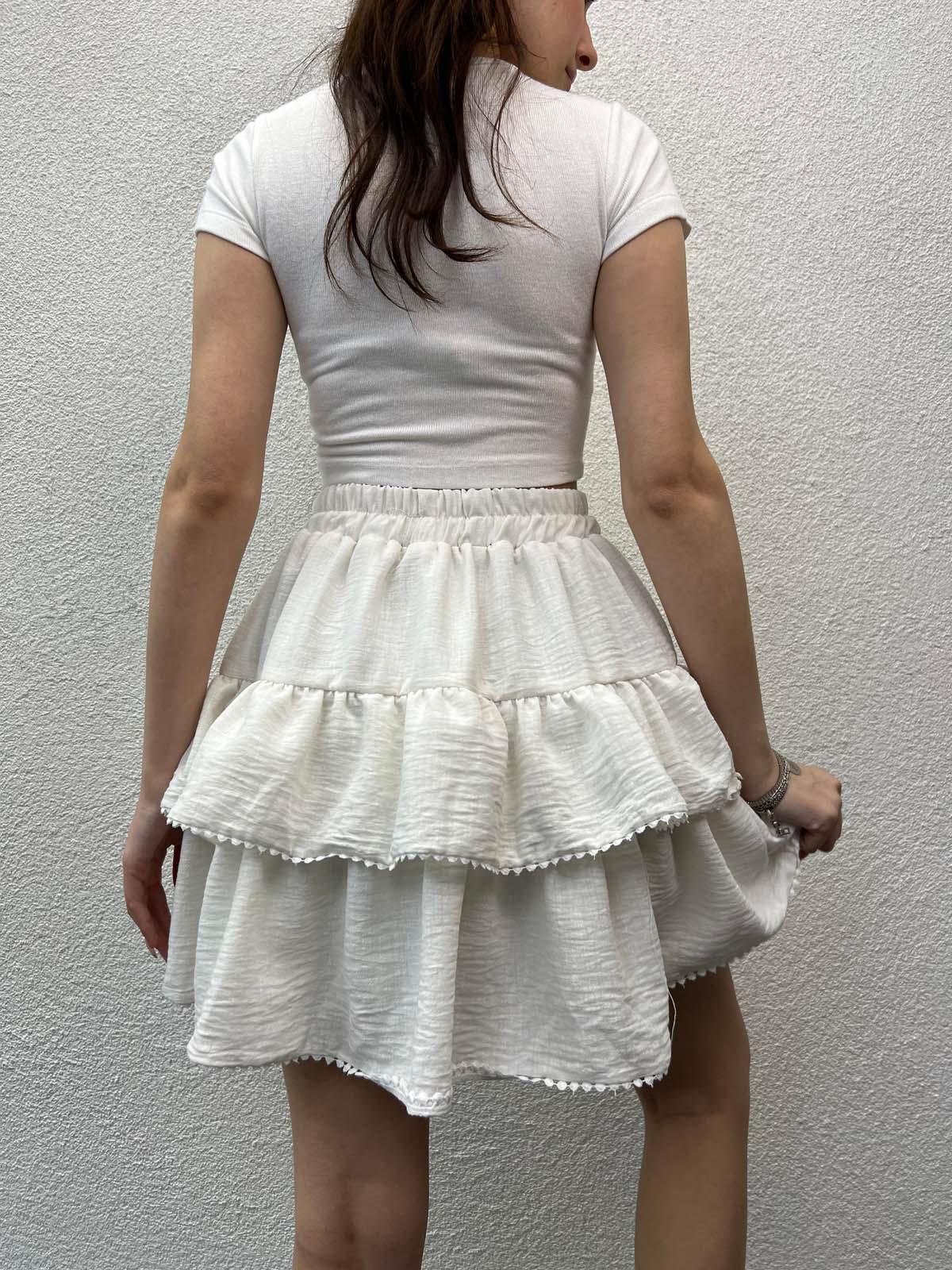 Summer Keten Beyaz Şort Etek