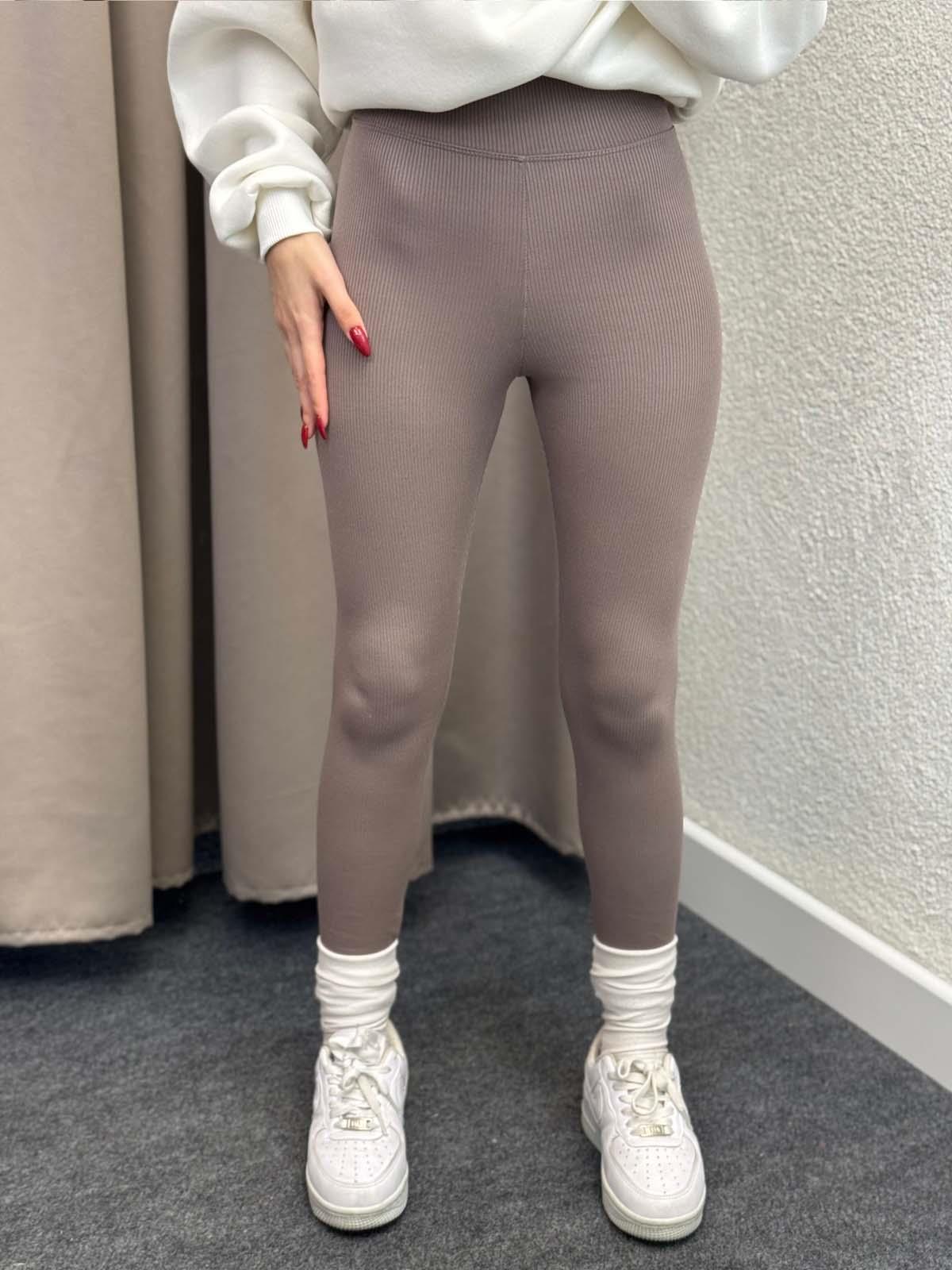 Süper Yüksek Bel Mürdüm Fitilli Tayt