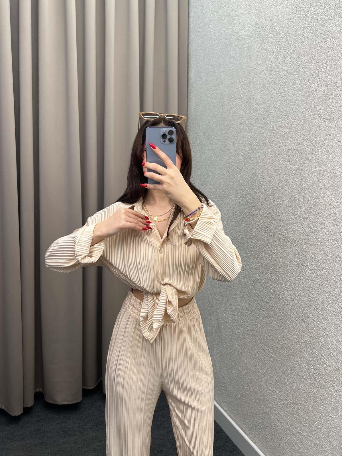 Tifanny Bej Pliseli Takım