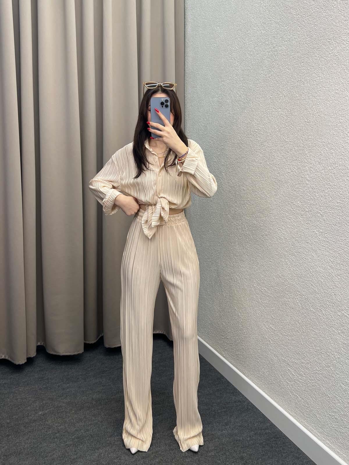 Tifanny Bej Pliseli Takım