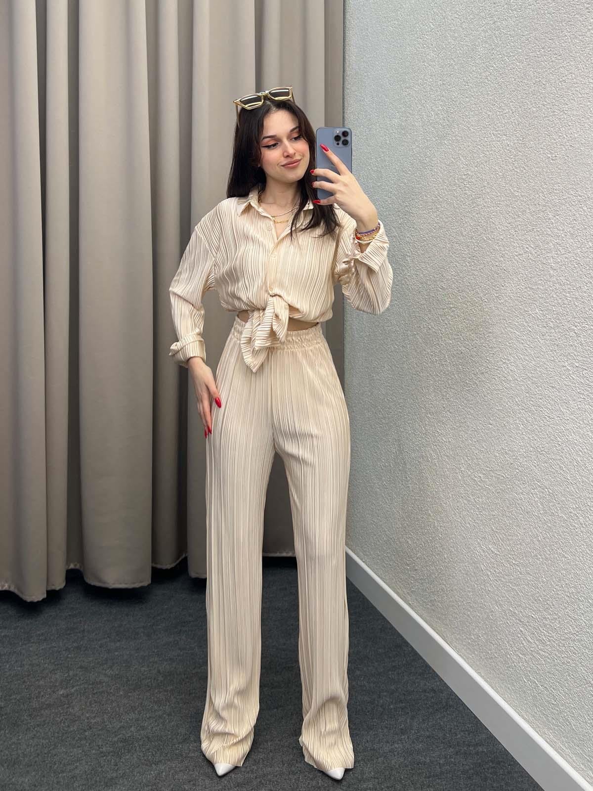 Tifanny Bej Pliseli Takım