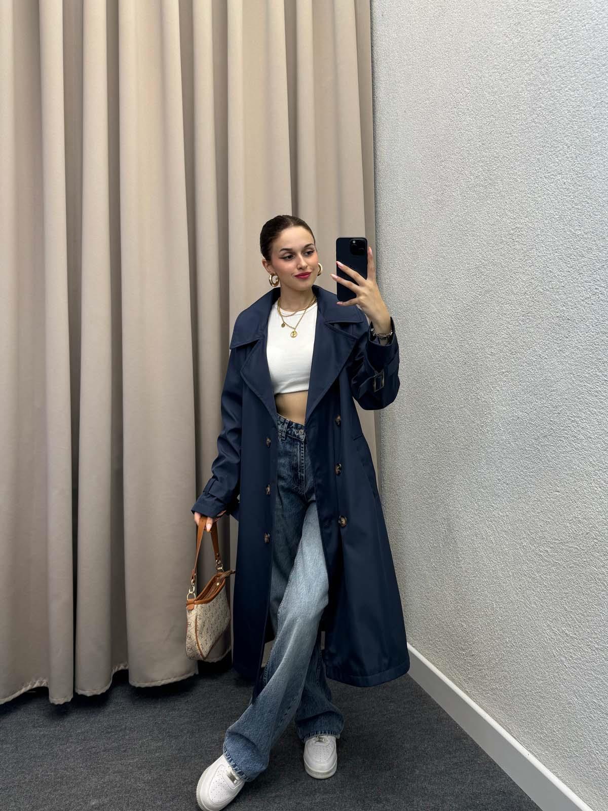 Tokyo Lacivert Trençkot