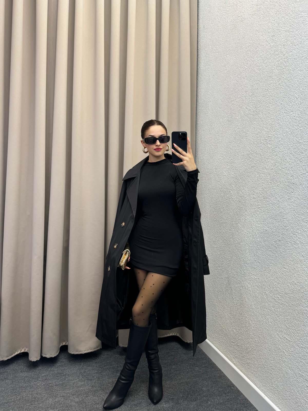 Tokyo Siyah Trençkot