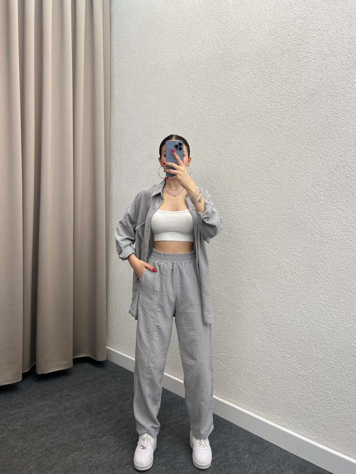 Torino Keten Gri Gömlekli Takım