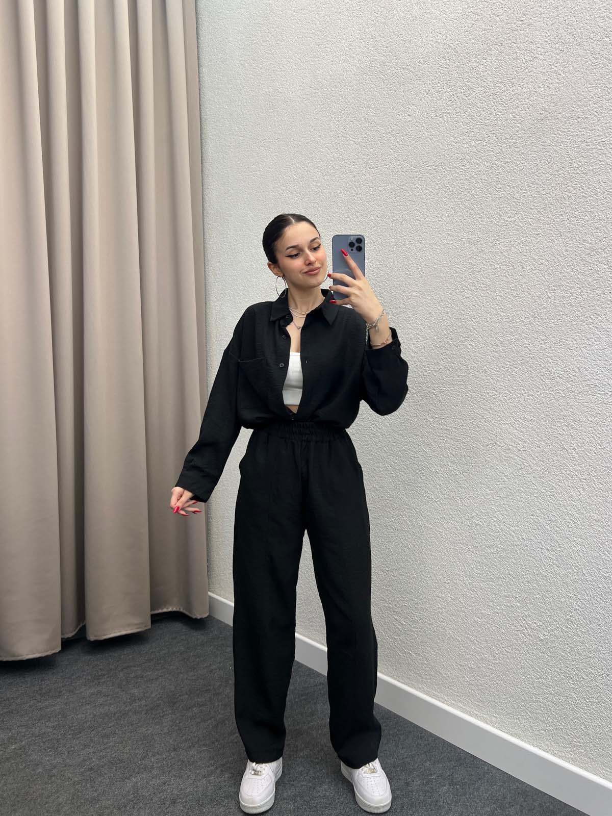 Torino Keten Siyah Gömlekli Takım