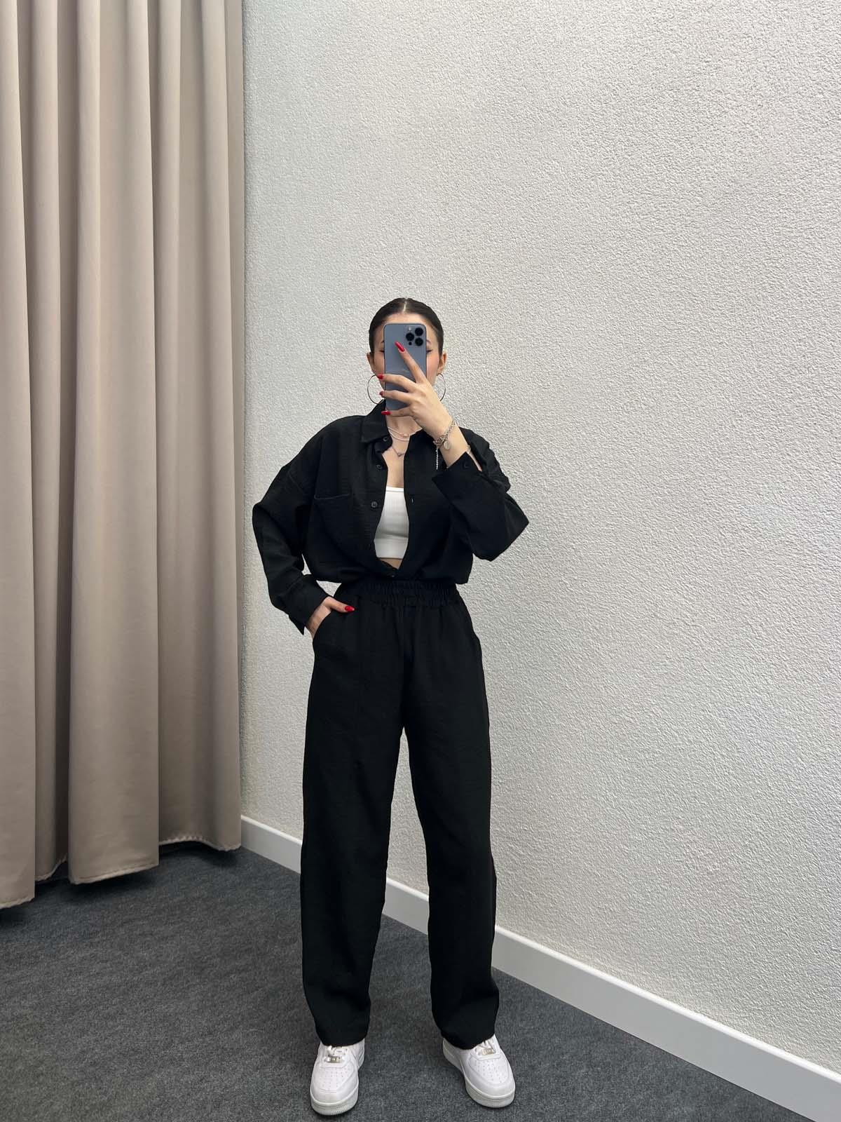 Torino Keten Siyah Gömlekli Takım