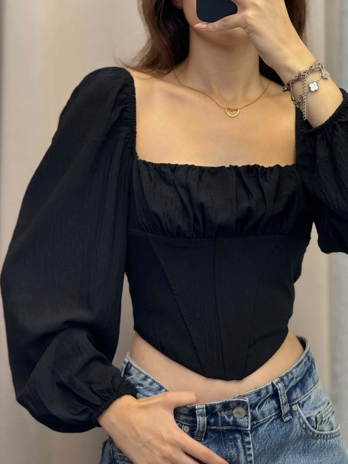 Vendetta Siyah Balenli Bluz