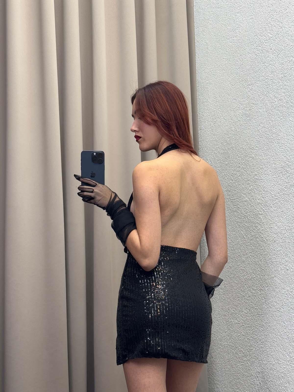 Vynix Siyah Payet Elbise