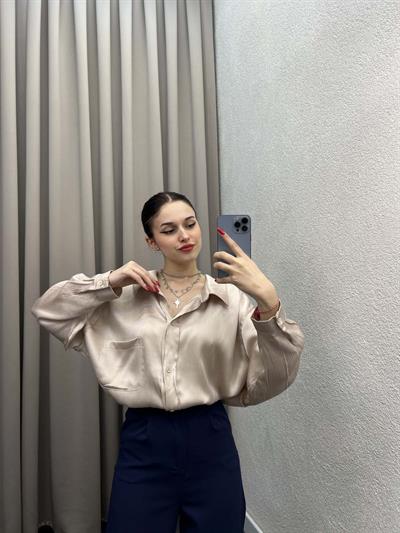 Adelina Bej Oversize Gömlek