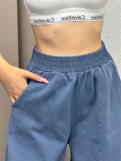 Alaaddin İndigo Keten Gabardin Şalvar