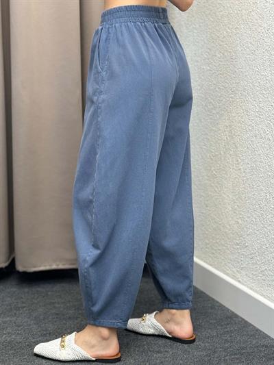 Alaaddin İndigo Keten Gabardin Şalvar