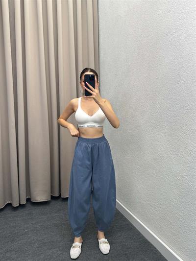 Alaaddin İndigo Keten Gabardin Şalvar