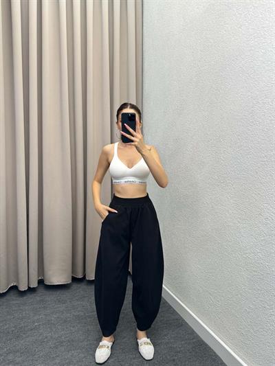 Alaaddin Siyah Keten Gabardin Şalvar