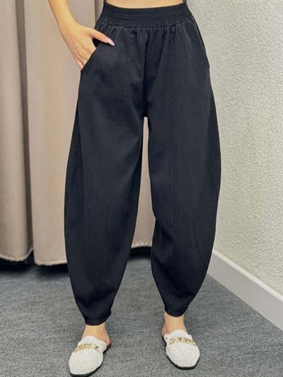 Alaaddin Siyah Keten Gabardin Şalvar