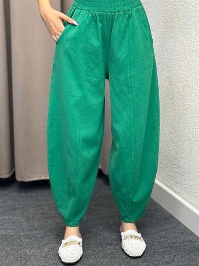 Alaaddin Yeşil Keten Gabardin Şalvar