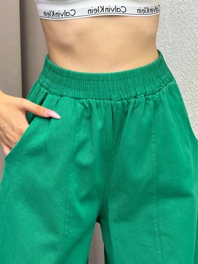 Alaaddin Yeşil Keten Gabardin Şalvar