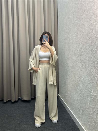 Mosto Bej Gofre Kimono Takım