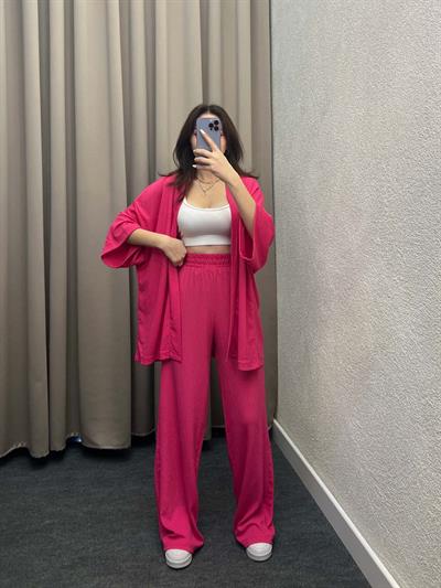 Mosto Pembe Gofre Kimono Takım