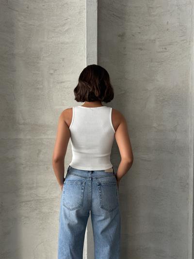 ALO İŞLEMELİ ATLET BEYAZ