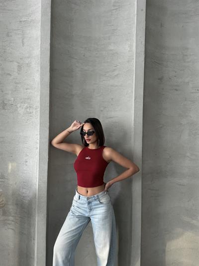 ALO İŞLEMELİ ATLET BORDO