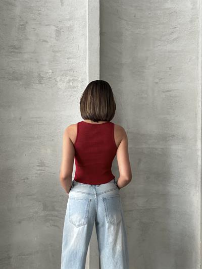 ALO İŞLEMELİ ATLET BORDO